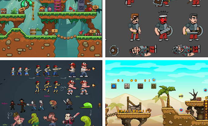 create 2d game art, game assets, game UI, props, 2d game