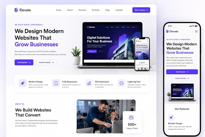 Design a modern and responsive wordpress website using elementor pro by ...