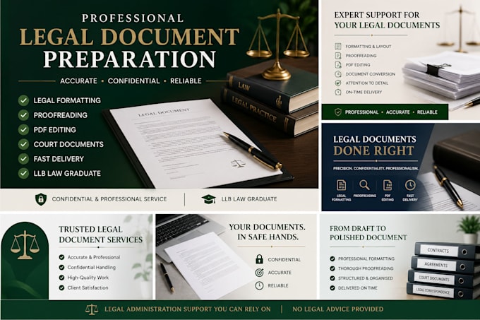 professionally prepare, format and proofread your legal documents