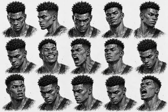 generate a character expressions sheet