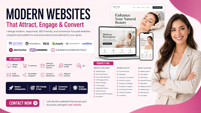 do hostinger wordpress wix shopify duda webflow squarespace automation website