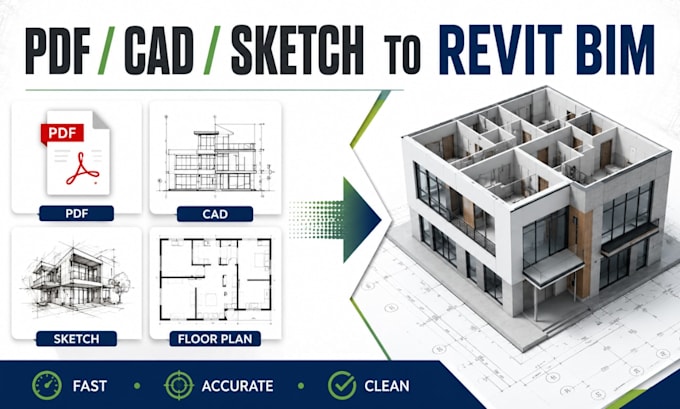 convert PDF, cad, sketch to revit bim model, sheet floor plan