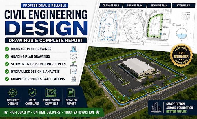 do civil engineering, stormwater flow drainage, grading plan, building drawings