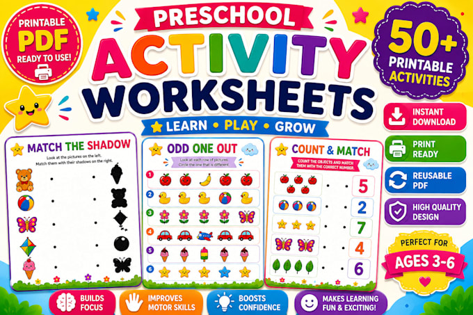 design printable preschool learning worksheets for kids