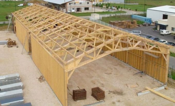 design timber or wood structure, framing and trusses plan