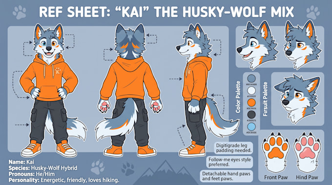 draw reference sheet character furry ref sheet fursona oc vtuber anthro feral