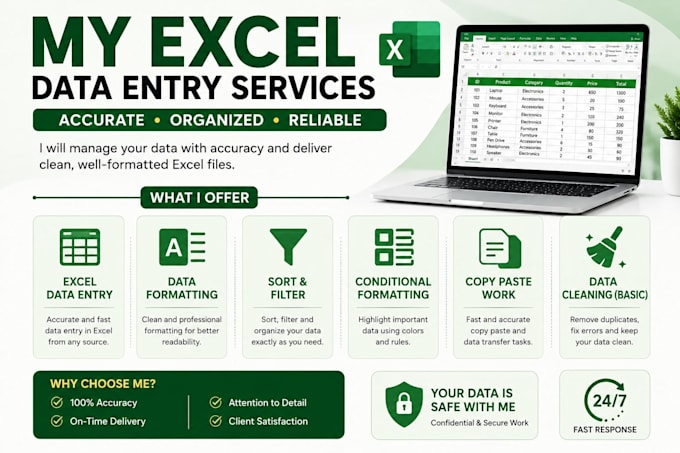 do professional excel data entry, formatting and data cleaning