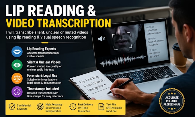 transcribe, lip read silent and unclear videos using visual speech recognition