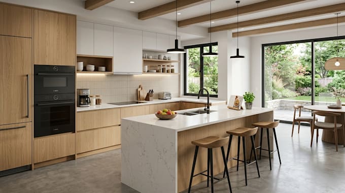 create realistic 3d kitchen rendering for interior design