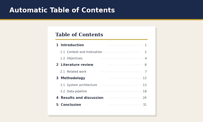 format your word thesis, report or pfe with a clean professional layout