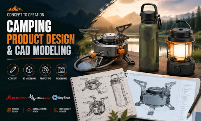 do camping gear design, outdoor product cad, solidworks prototype