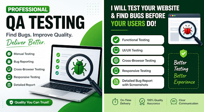 do professional QA testing, website testing, bug reporting