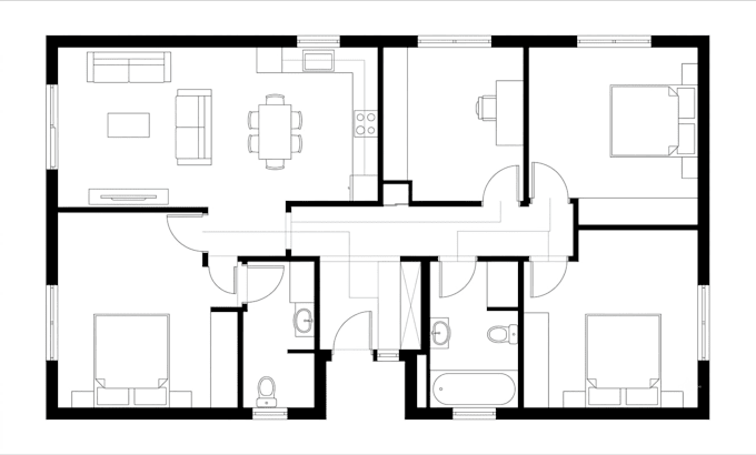 do 2d floor plan design,house plan, space planning and PDF to autocad conversion