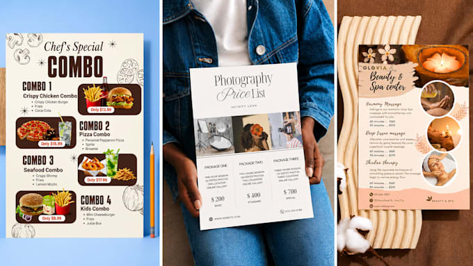 design modern food menu, price list and flyer