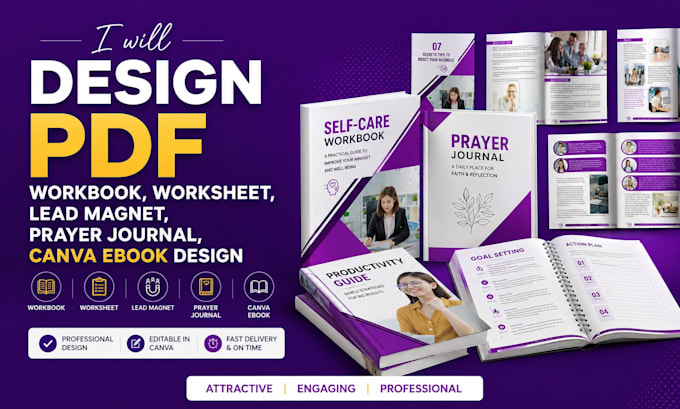 design pdf workbook worksheet lead magnet payer journal canva ebok design volset
