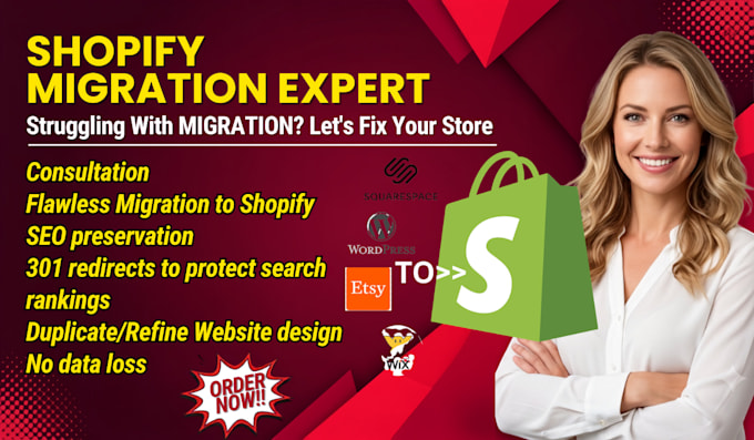 migrate, clone wix, wordpress, squarespace or woocommerce to shopify