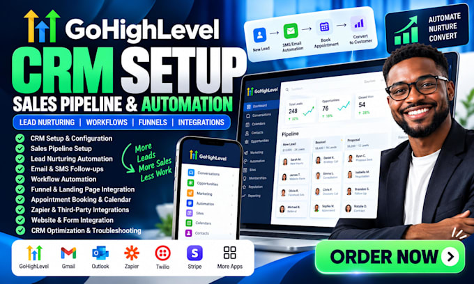 setup gohighlevel CRM sales pipeline automation lead nurturing workflow setup