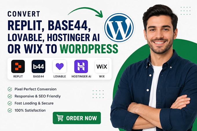 copy clone convert replit, hostinger ai, base44 lovable ai or wix to wordpress