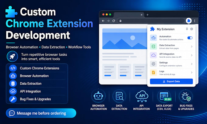develop a custom chrome extension and  automation tools