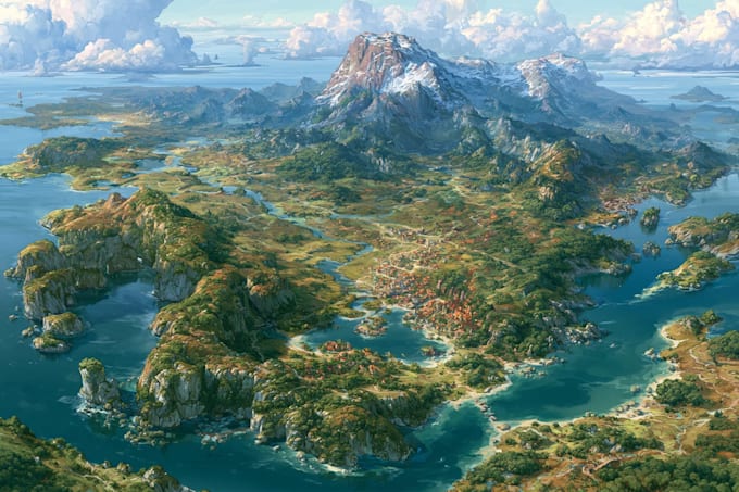 create a jaw dropping fantasy, board game, or dnd map illustration