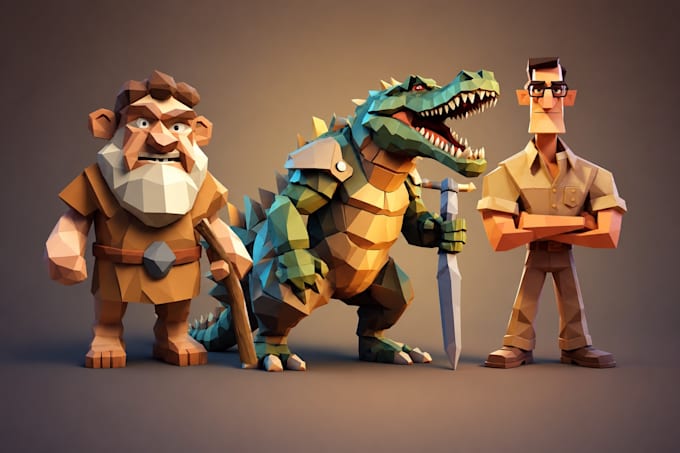 design low poly game character with rigging for unity and unreal engine games