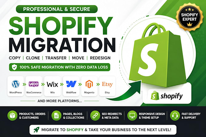 shopify migration copy clone website wix  wordpress webflow migrate to shopify