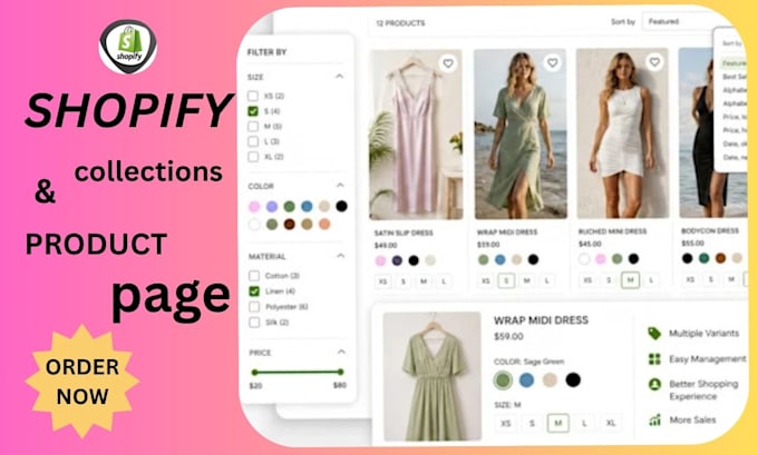 optimize shopify collections,filters,variants,menus, navigation