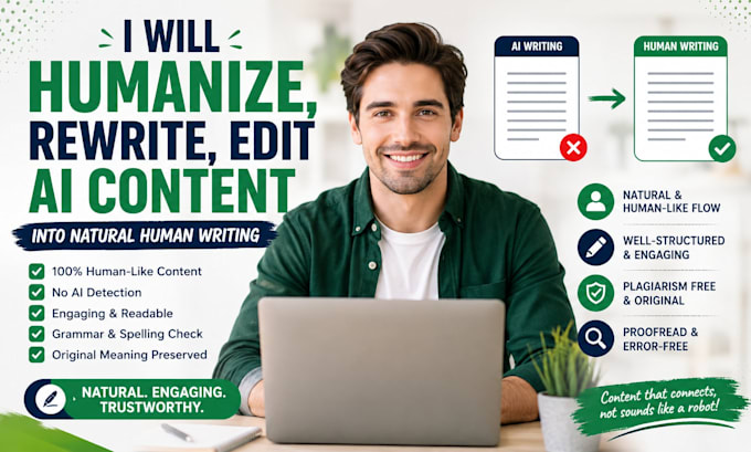 humanize edit rewrite ai writing content proofreading generated seo chatgpt text