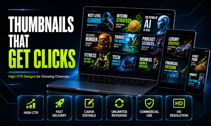 design professional youtube thumbnail designs that increase CTR