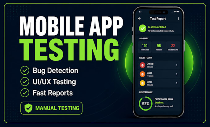 test your mobile app for bugs, UI UX issues and performance on android and ios