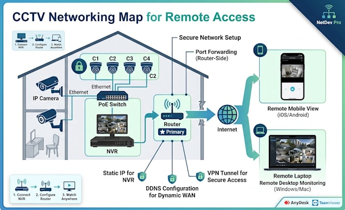 configure cctv security camera remote access and mobile live view