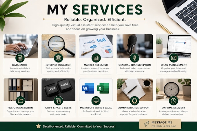 virtual assistant for data entry, internet research, personal support