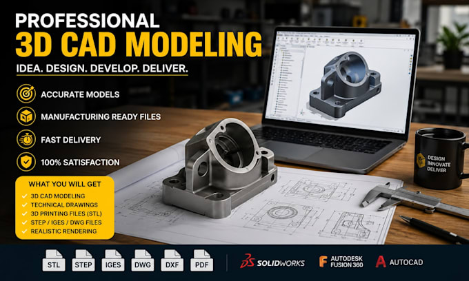 do 3d cad modeling product design technical drawings solidworks and mechanical