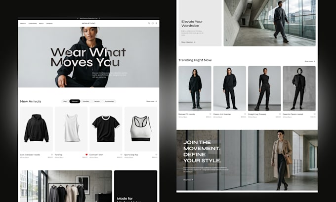 design a premium ecommerce website UI in figma and framer
