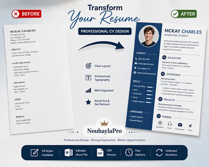 design a modern and professional CV or resume