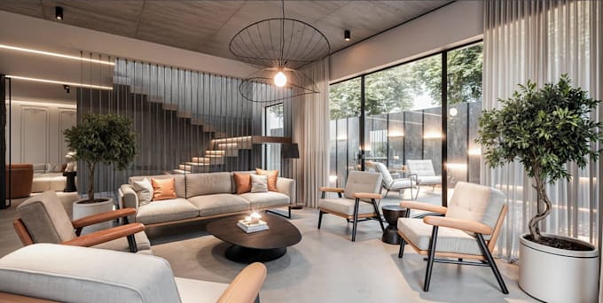elevate3d aesthetic villa facade,landscape integration,indoor living area,corona