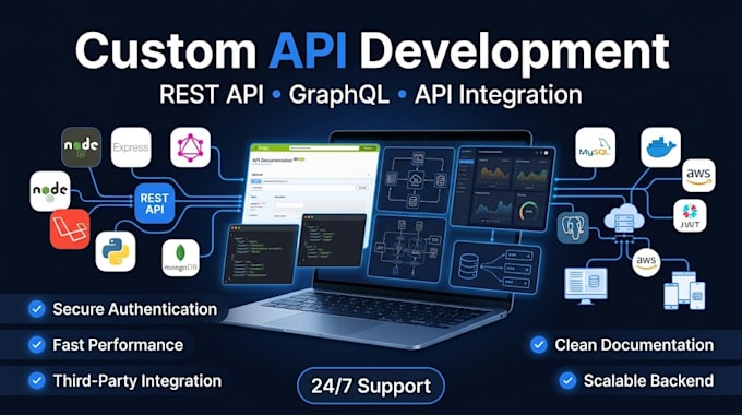 develop rest API, graphql API, custom API integration and backend API