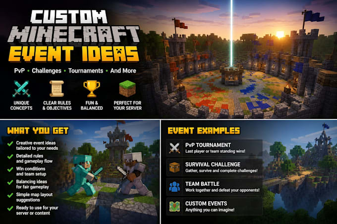create a custom minecraft pvp or challenge event concept