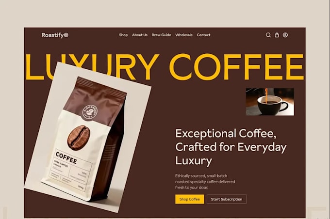 design a coffee shopify store, shopify website, and coffee dropshipping store