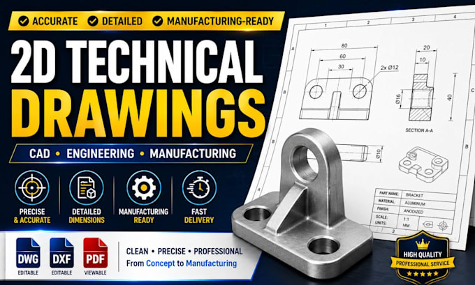 create accurate 2d technical and manufacturing drawings in cad