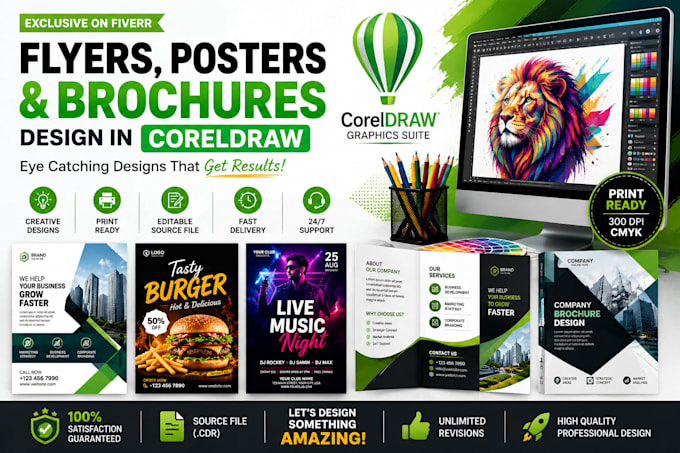 design eye catching flyers, posters, brochures, in coreldraw