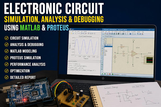 electronic circuit simulation, analysis and debugging using matlab and proteus