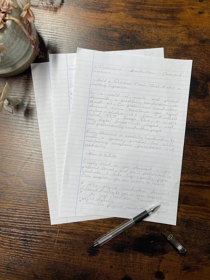 professionally handwrite your documents