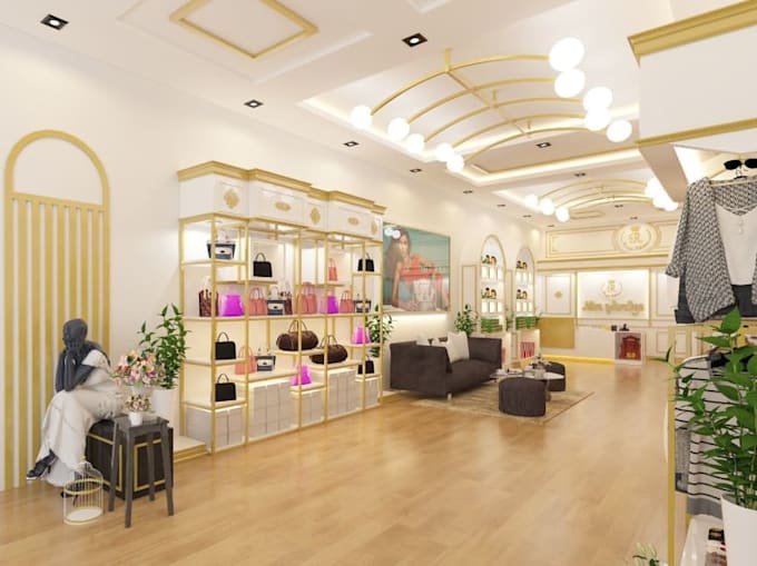 design beautiful retail store, 3d restaurant design office interior rendering