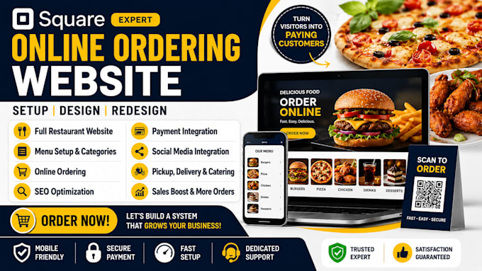 setup square qr code menu ordering pos modifiers and pickup delivery