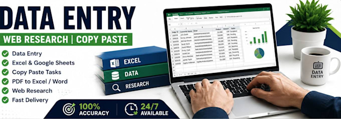 accurate data entry excel copy paste and web research