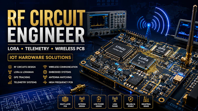 design rf circuits, lora tracking, telemetry pcb systems,iot wireless hardware