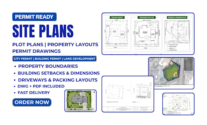draw site plan, plot plan for city permit, zoning and property approval