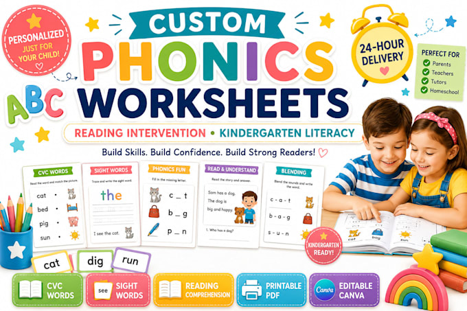 create personalized phonics and reading intervention worksheets for kindergarten
