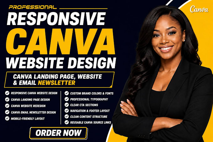 responsive canva website design canva landing page website and email newsletter